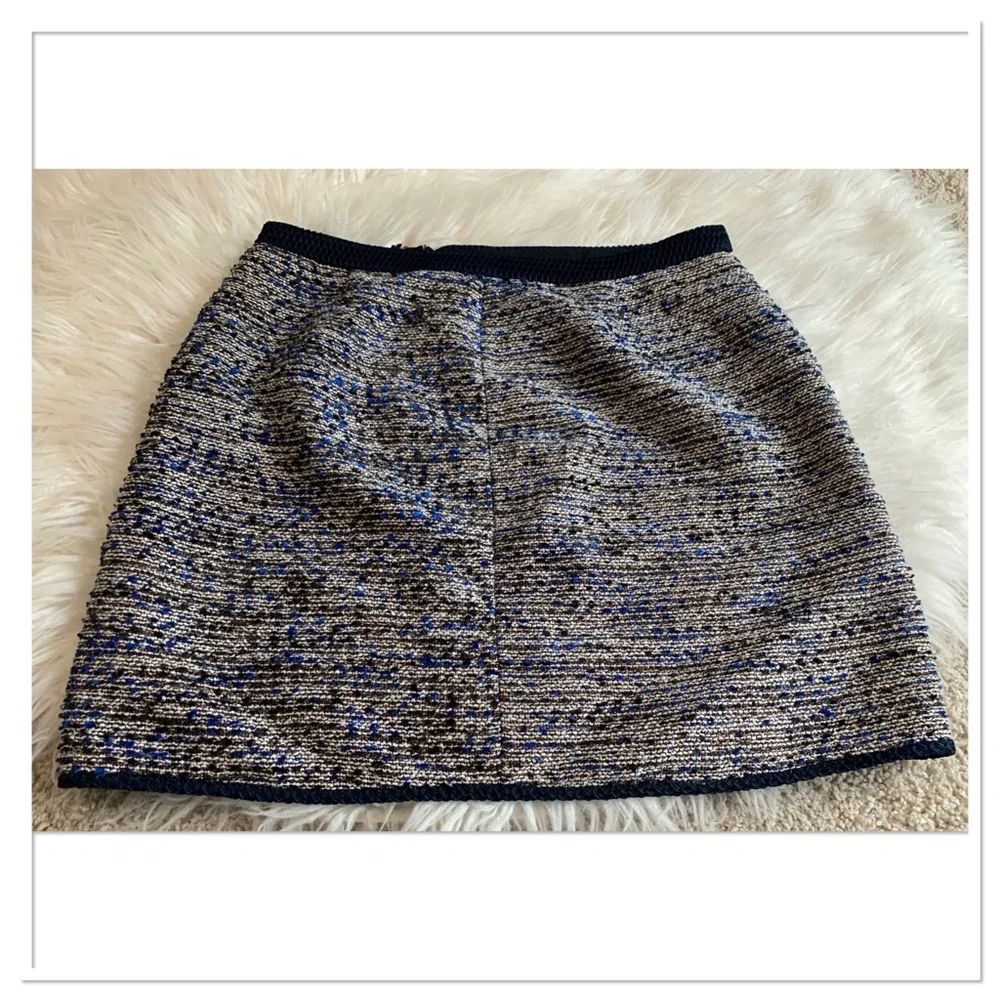 J.Crew Tweed Zip Front Skirt Blue Multicolor Size 12